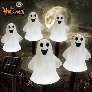 Solar Halloween Ghost Pathway Lights Decorations, Halloween Ghost Stake
